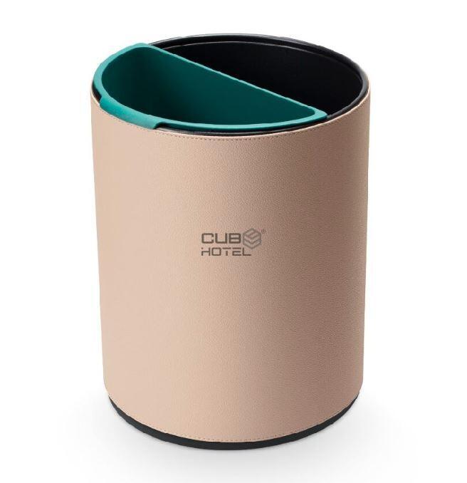 Papeleira Dupla Pele Sintetica Bege de 10L Alta Qualidade